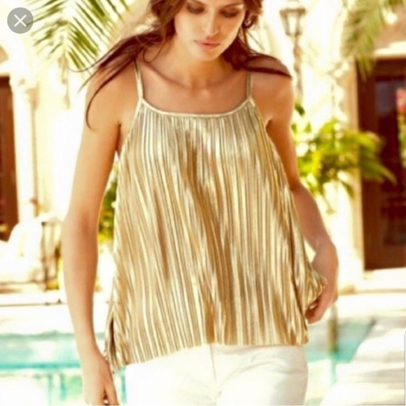 H&M gold pleated tank top - size small - Picture 1 of 4